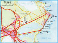 mapa Tunis pláže
